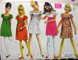 7472 1967 EMPIRE BABY DOLL DRESS LENGTHS PATTERN 10 32 1/2''